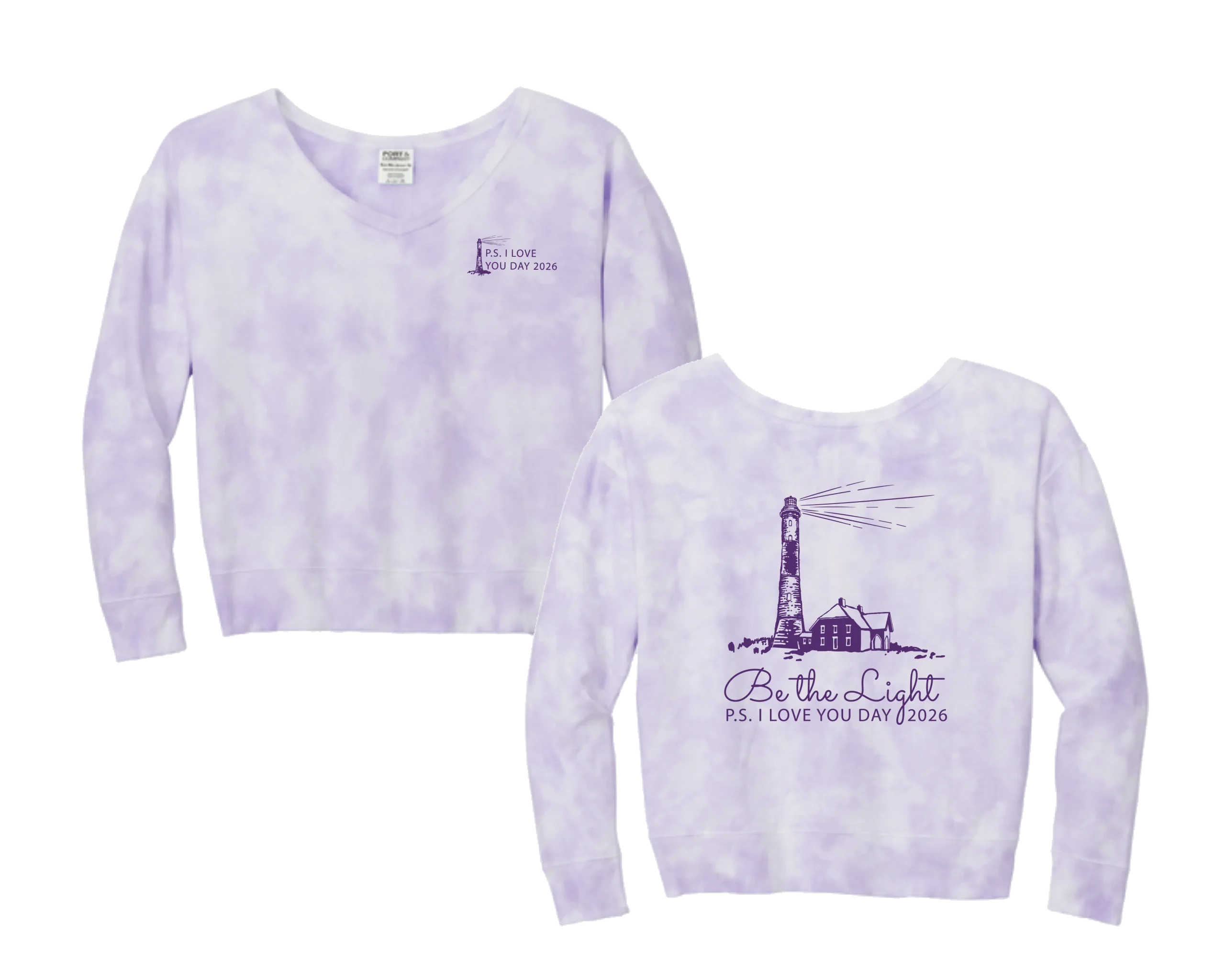 items_women crewneck sweatshirt_result Women's Beach Wash Cloud Tie-dye V-neck Sweatshirt - Image 1